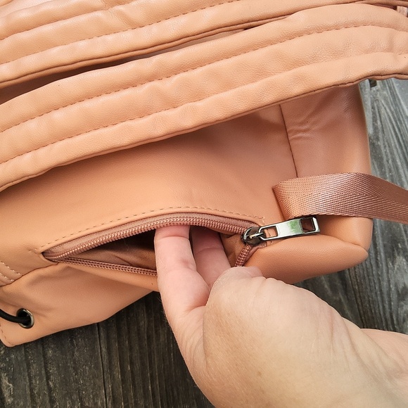 RACHEL Rachel Roy Peach Backpack with Buckke & Chain And Pockets Galore! - Picture 9 of 16